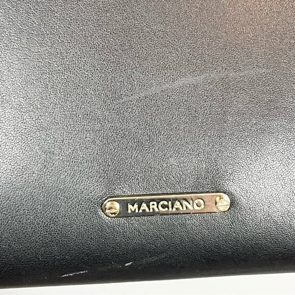 Marciano Black Leather Shoulder Envelope Bag Clutch Gold Chain And Details - Picture 9 of 12